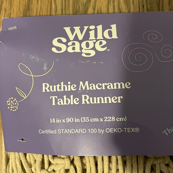 BNWT Wild Sage macrame runner (14”x90”) - Picture 3 of 4